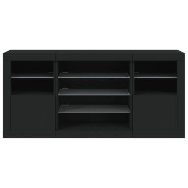 vidaXL Μπουφές με LED Μαύρος 142,5x37x67cm 1 τεμ.