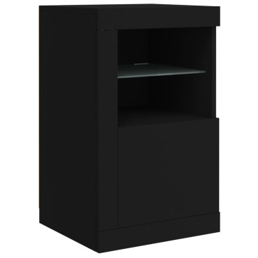 vidaXL Μπουφές με LED Μαύρος 142,5x37x67cm 1 τεμ.