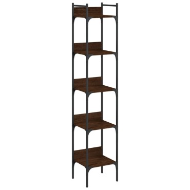 vidaXL Βιβλιοθήκη 5 Επιπέδων Καφέ Δρυς 35x30x174cm Επεξεργ. Ξύλο 1 τεμ.