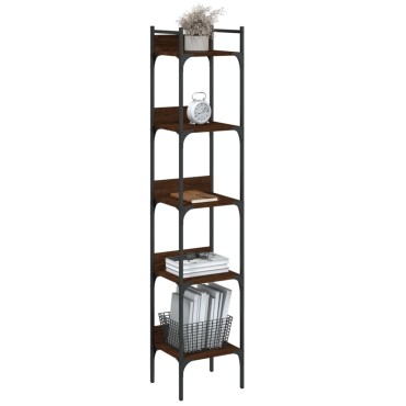 vidaXL Βιβλιοθήκη 5 Επιπέδων Καφέ Δρυς 35x30x174cm Επεξεργ. Ξύλο 1 τεμ.
