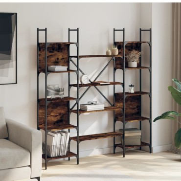 vidaXL Βιβλιοθήκη Καπνιστή Δρυς 155,5x24x166,5cm Επεξεργασμένο Ξύλο 1 τεμ.