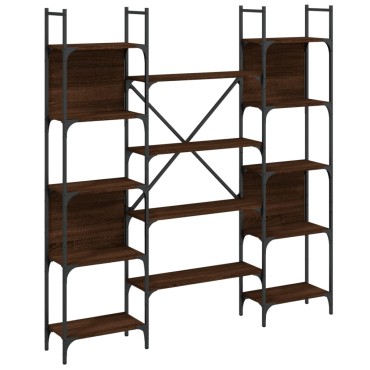 vidaXL Βιβλιοθήκη Καφέ Δρυς 155,5x24x166,5cm Επεξεργασμένο Ξύλο 1 τεμ.