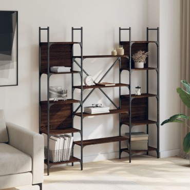 vidaXL Βιβλιοθήκη Καφέ Δρυς 155,5x24x166,5cm Επεξεργασμένο Ξύλο 1 τεμ.
