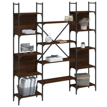 vidaXL Βιβλιοθήκη Καφέ Δρυς 155,5x24x166,5cm Επεξεργασμένο Ξύλο 1 τεμ.