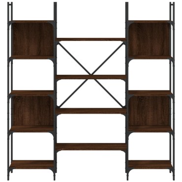 vidaXL Βιβλιοθήκη Καφέ Δρυς 155,5x24x166,5cm Επεξεργασμένο Ξύλο 1 τεμ.