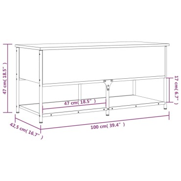 vidaXL Παγκάκι Αποθήκευσης Sonoma Δρυς 100x42,5x47cm Επεξεργ. Ξύλο 1 τεμ.
