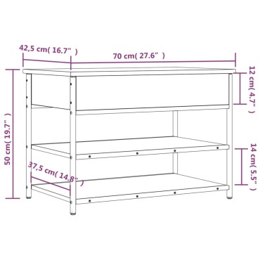 vidaXL Παπουτσοθήκη Καπνιστή Δρυς 70x42,5x50cm από Επεξεργασμένο Ξύλο 1 τεμ.