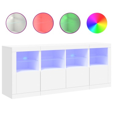 vidaXL Μπουφές με Φώτα LED Λευκός 163x37x67cm 1 τεμ.