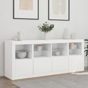 vidaXL Μπουφές με Φώτα LED Λευκός 163x37x67cm 1 τεμ.
