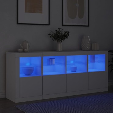 vidaXL Μπουφές με Φώτα LED Λευκός 163x37x67cm 1 τεμ.