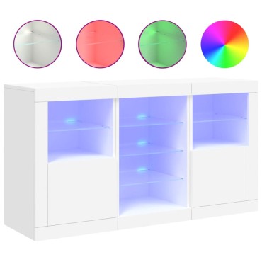vidaXL Μπουφές με Φώτα LED Λευκός 123x37x67cm 1 τεμ.