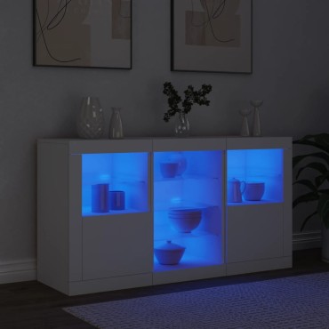 vidaXL Μπουφές με Φώτα LED Λευκός 123x37x67cm 1 τεμ.