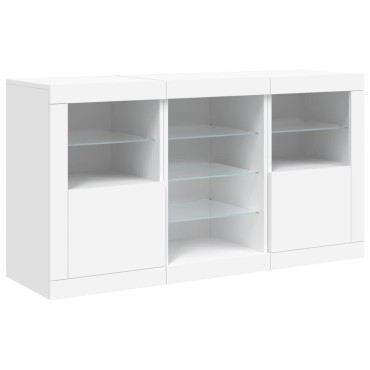 vidaXL Μπουφές με Φώτα LED Λευκός 123x37x67cm 1 τεμ.