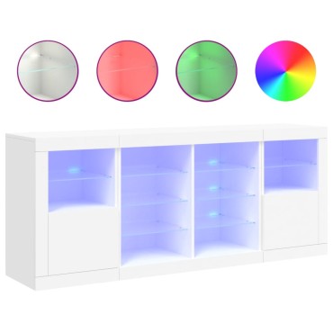 vidaXL Μπουφές με Φώτα LED Λευκός 163x37x67cm 1 τεμ.