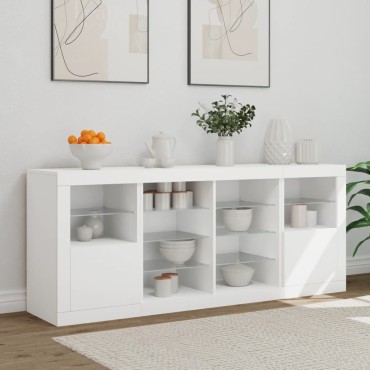 vidaXL Μπουφές με Φώτα LED Λευκός 163x37x67cm 1 τεμ.