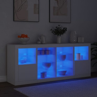 vidaXL Μπουφές με Φώτα LED Λευκός 163x37x67cm 1 τεμ.