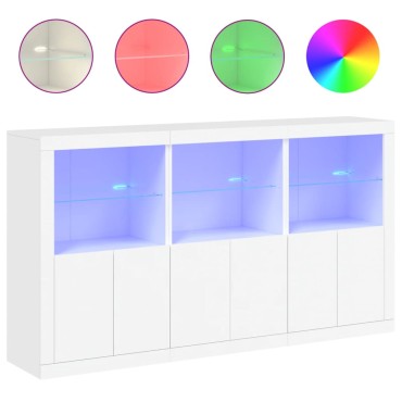 vidaXL Μπουφές με Φώτα LED Λευκός 181,5x37x100cm 1 τεμ.