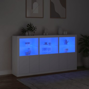 vidaXL Μπουφές με Φώτα LED Λευκός 181,5x37x100cm 1 τεμ.