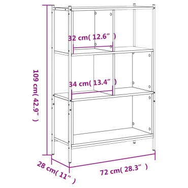 vidaXL Βιβλιοθήκη Μαύρη 72x28x109cm από Επεξεργασμένο Ξύλο 1 τεμ.