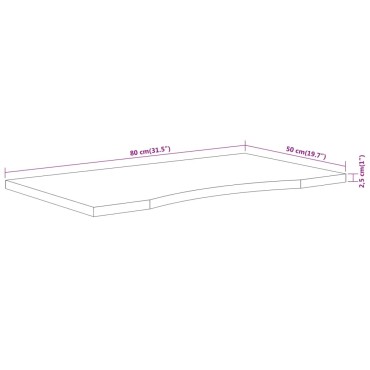 vidaXL Επιφάνεια Γραφείου Ορθογώνια 80x50x2,5cm Μασίφ Ξύλο Ακακίας