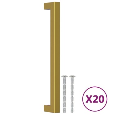vidaXL Λαβές Ντουλαπιών 20 τεμ. Χρυσές 192 χιλ. από Ανοξείδωτο Ατσάλι