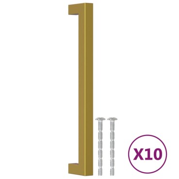 vidaXL Λαβές Ντουλαπιών 10 τεμ. Χρυσές 192 χιλ. από Ανοξείδωτο Ατσάλι
