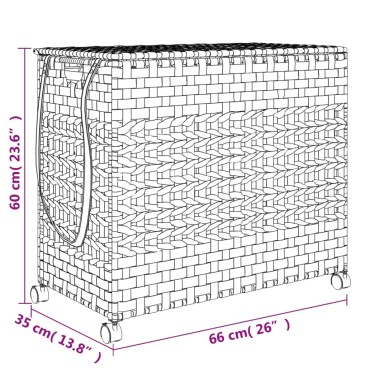 vidaXL Καλάθι Άπλυτων με Τροχούς Γκρι 66x35x60 εκ. από Ρατάν