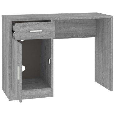 vidaXL Γραφείο με Συρτάρι & Ντουλάπι Γκρι Sonoma 100x40x73cm Επ.Ξύλο 1 τεμ.