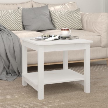 vidaXL Τραπεζάκι Σαλονιού Λευκό 50x50x45cm από Μασίφ Ξύλο Πεύκου 1 τεμ.