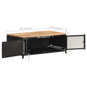 vidaXL Τραπεζάκι Σαλονιού 90x50x37cm Μασίφ Ακατέργαστο Ξύλο Μάνγκο 1 τεμ.