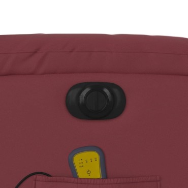 vidaXL Πολυθρόνα Μασάζ Ανακλινόμενη Ηλεκτρική Μπορντό Συνθετικό Δέρμα 77x95x99cm 1 τεμ.