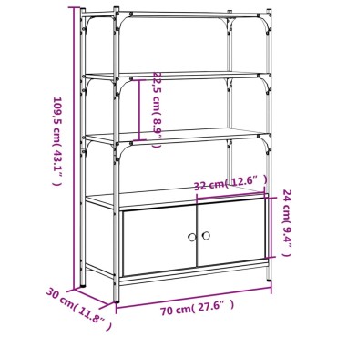 vidaXL Βιβλιοθήκη 3 Επιπέδων Καφέ Δρυς 70x30x109,5cm Επεξεργ. Ξύλο 1 τεμ.