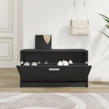 vidaXL Παπουτσοθήκη Μαύρη 80x24x45cm από Επεξεργασμένο Ξύλο