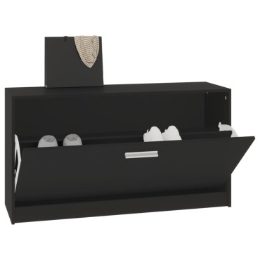 vidaXL Παπουτσοθήκη Μαύρη 80x24x45cm από Επεξεργασμένο Ξύλο