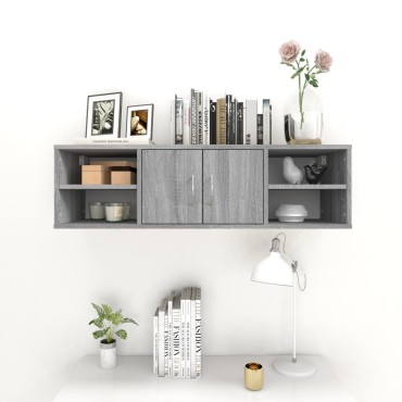 vidaXL Ραφιέρα Τοίχου Γκρι Sonoma 102x30x29cm Επεξεργασμένο Ξύλο 1 τεμ.