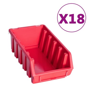 vidaXL Κουτιά Αποθήκευσης Σετ 103 τεμ. Κόκκινα/Μαύρα με Πάνελ Τοίχου