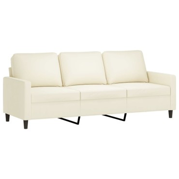 vidaXL Καναπές Τριθέσιος Κρεμ Βελούδινος 198x77x80cm 1 τεμ.