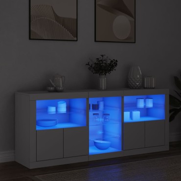 vidaXL Μπουφές με Φώτα LED Λευκός 162x37x67cm 1 τεμ.