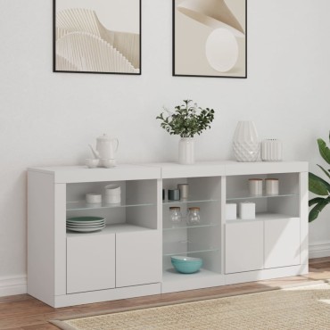 vidaXL Μπουφές με Φώτα LED Λευκός 162x37x67cm 1 τεμ.