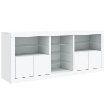 vidaXL Μπουφές με Φώτα LED Λευκός 162x37x67cm 1 τεμ.