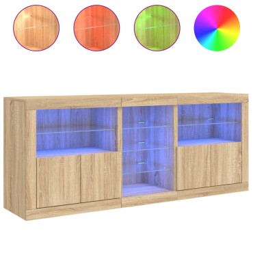 vidaXL Ντουλάπι με LED Sonoma Δρυς 162x37x67cm 1 τεμ.