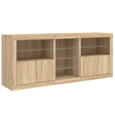 vidaXL Ντουλάπι με LED Sonoma Δρυς 162x37x67cm 1 τεμ.