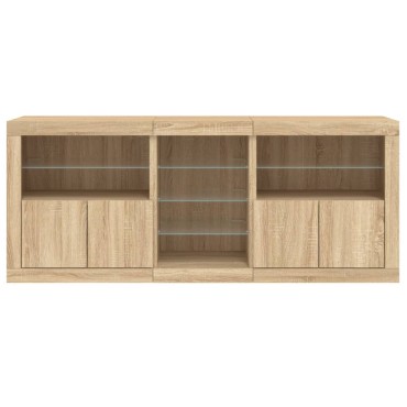 vidaXL Ντουλάπι με LED Sonoma Δρυς 162x37x67cm 1 τεμ.