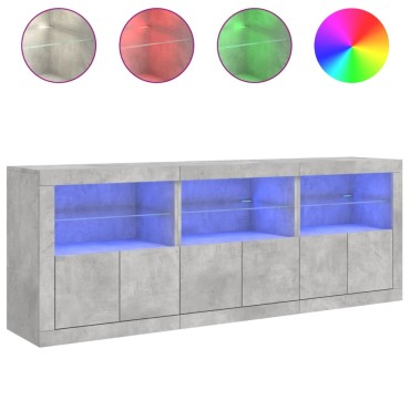 vidaXL Ντουλάπι με LED Γκρι Σκυροδέματος 181,5x37x67cm 1 τεμ.