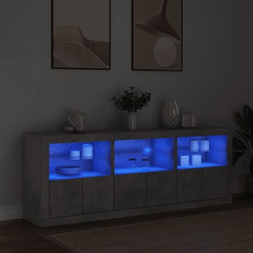 vidaXL Ντουλάπι με LED Γκρι Σκυροδέματος 181,5x37x67cm 1 τεμ.