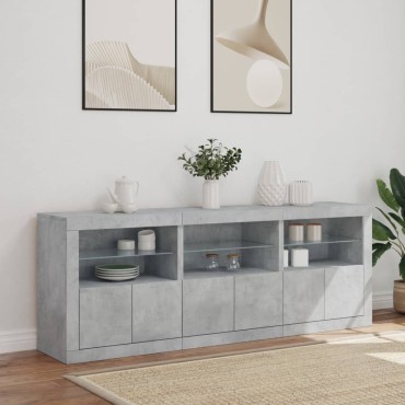 vidaXL Ντουλάπι με LED Γκρι Σκυροδέματος 181,5x37x67cm 1 τεμ.
