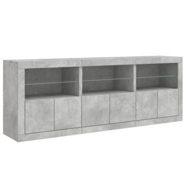 vidaXL Ντουλάπι με LED Γκρι Σκυροδέματος 181,5x37x67cm 1 τεμ.