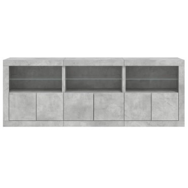 vidaXL Ντουλάπι με LED Γκρι Σκυροδέματος 181,5x37x67cm 1 τεμ.