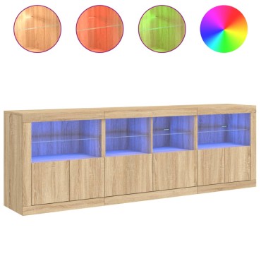 vidaXL Μπουφές με LED Sonoma Δρυς 202x37x67cm 1 τεμ.