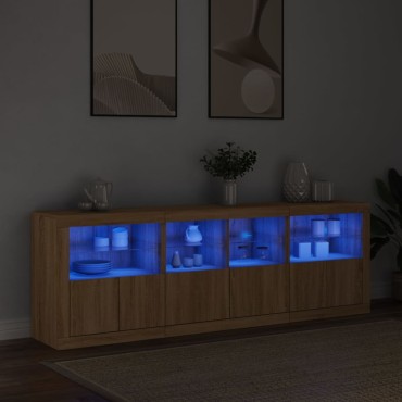 vidaXL Μπουφές με LED Sonoma Δρυς 202x37x67cm 1 τεμ.